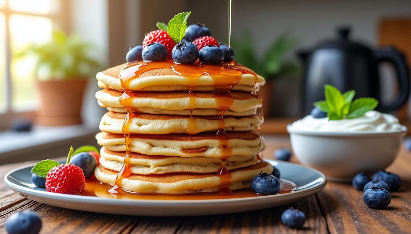 découvrez notre délicieuse recette de pancakes à la whey protéine, idéale pour un petit déjeuner nutritif et savoureux. enrichis en protéines, ces pancakes sont parfaits pour commencer la journée avec énergie tout en se faisant plaisir!